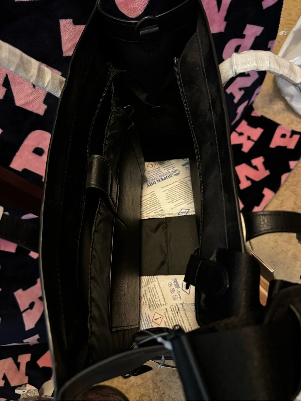BEIS Black Structured Tote with Front Pocket